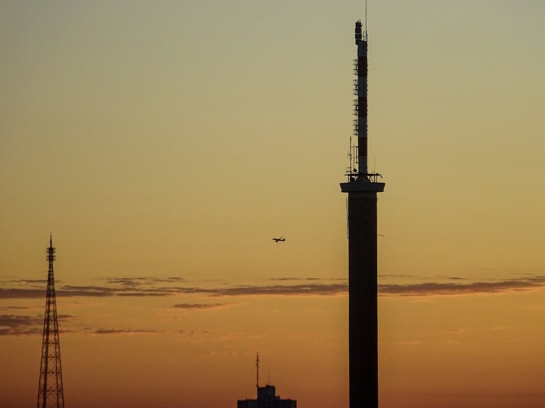 Skyline of Montevideo with the Rambla coastline at sunset